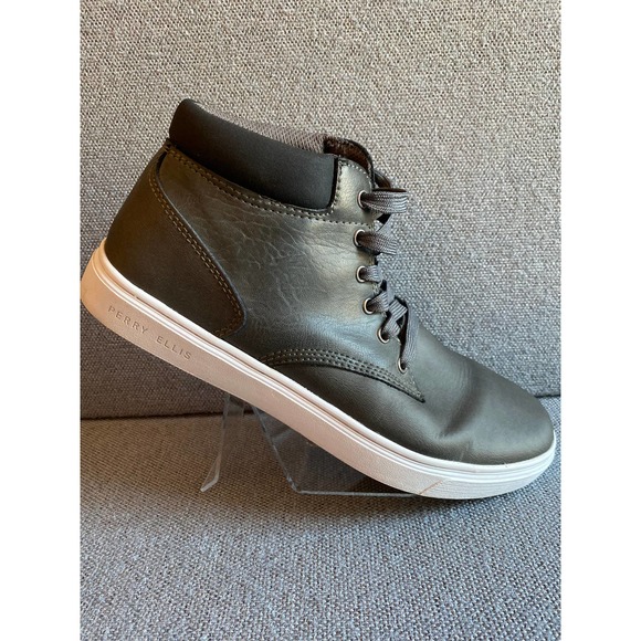 Perry Ellis Mens high top sneakers, size 8, gray/black, Santa Cruze, like new - Picture 4 of 10